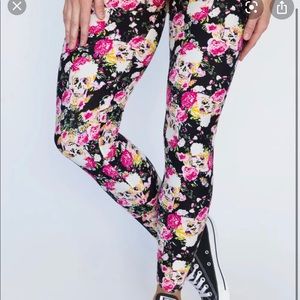 Agnes & Dora Floral Skull HALLOWEEN Leggings NWT S/M